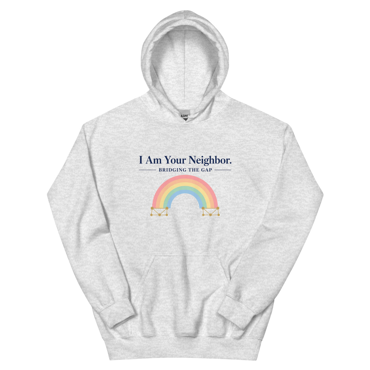 I Am Your Neighbor hoodie in Ash, front view