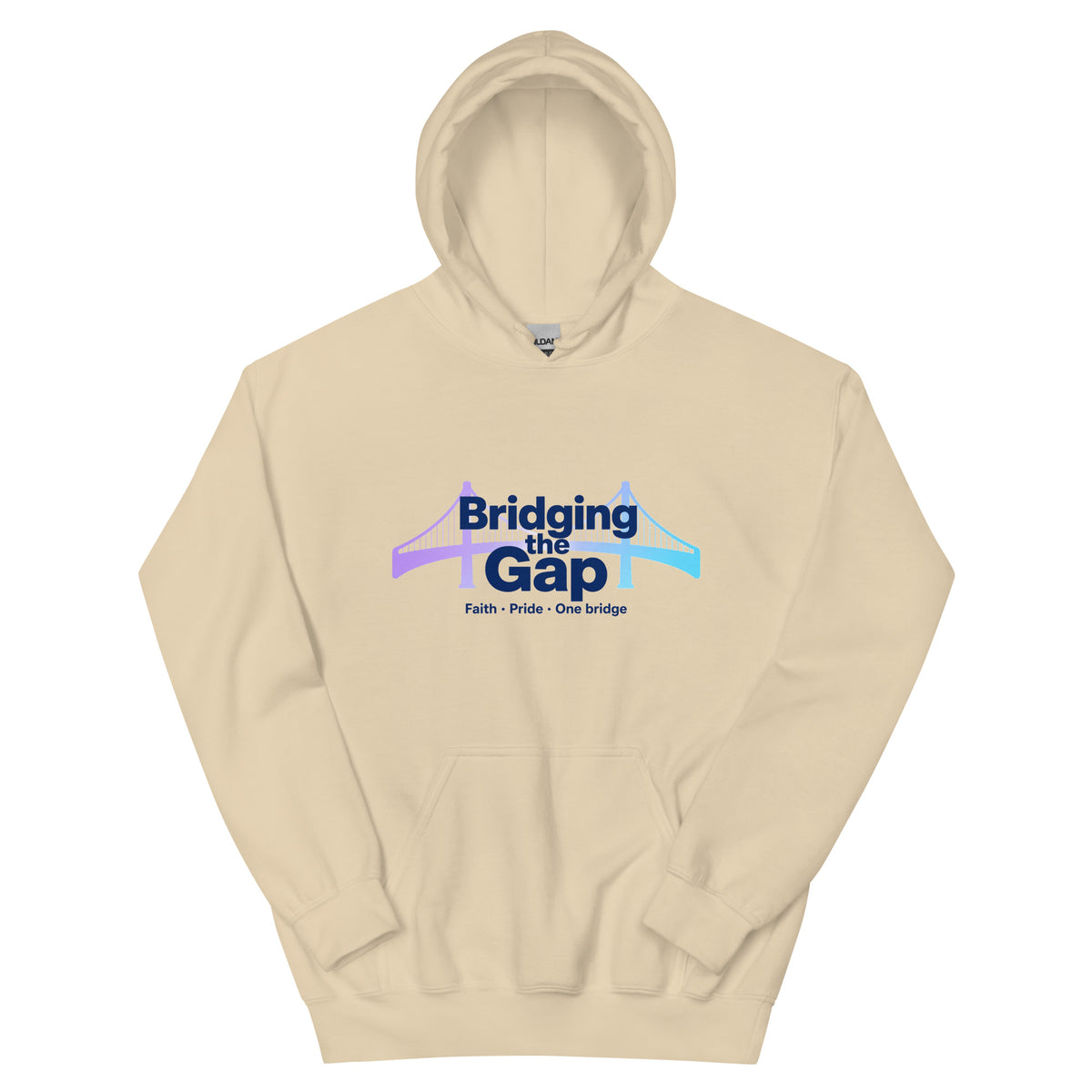 Bridging the Gap hoodie in Sand, front view