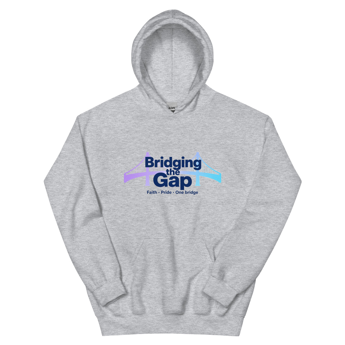 Bridging the Gap hoodie in Sport Grey, front view