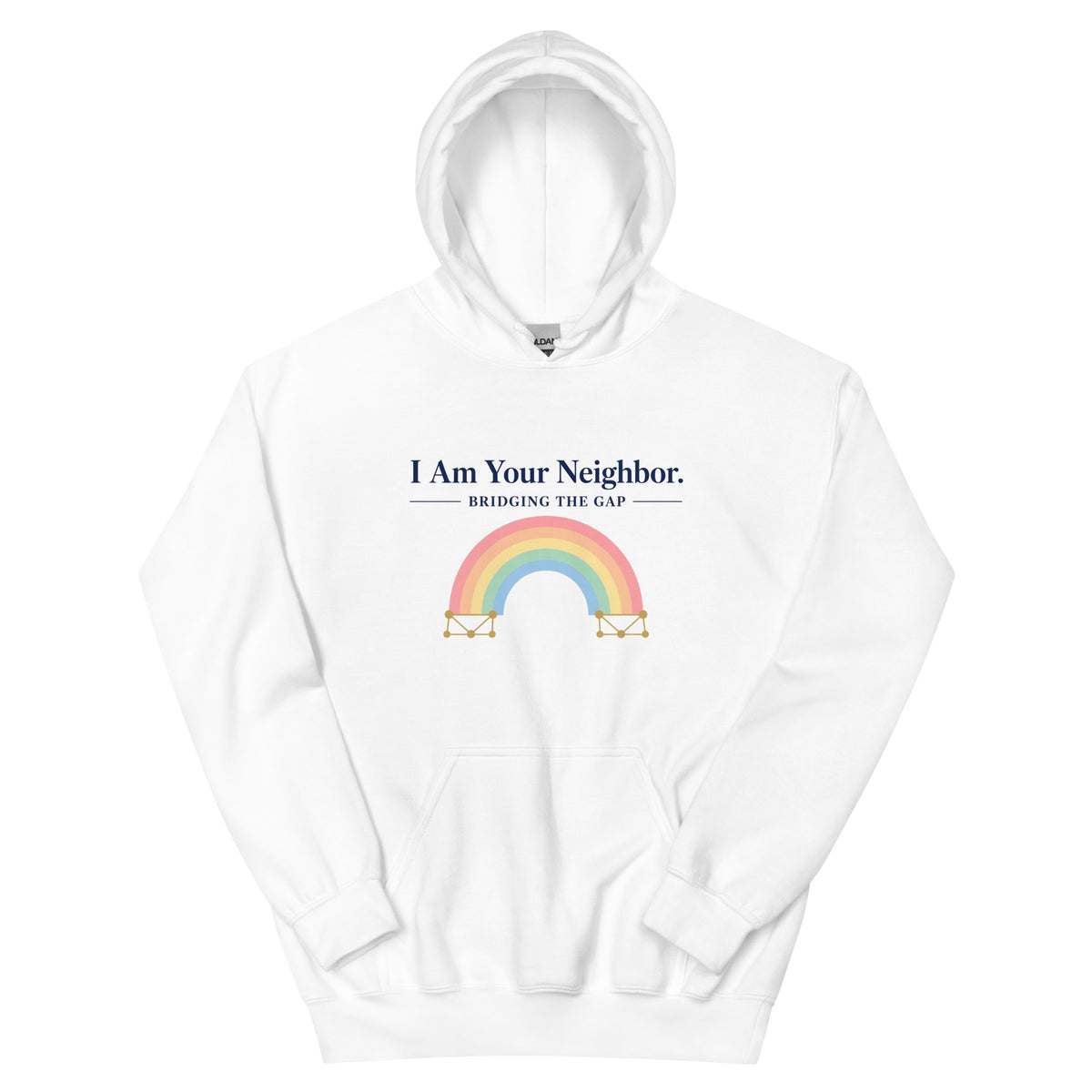 I Am Your Neighbor hoodie in White, front view
