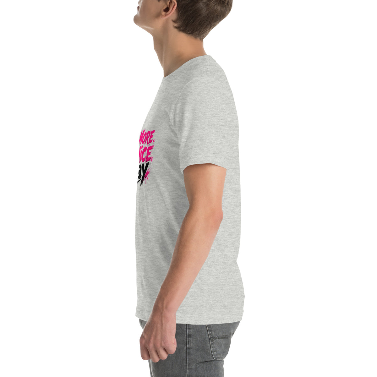 No More Mr Nice Gay tee in Athletic Heather, left view