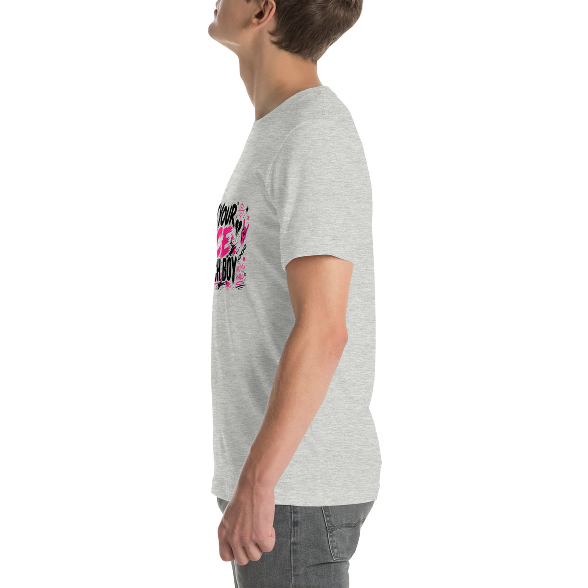 Not Your Nice Church Boy tee in Athletic Heather, left view