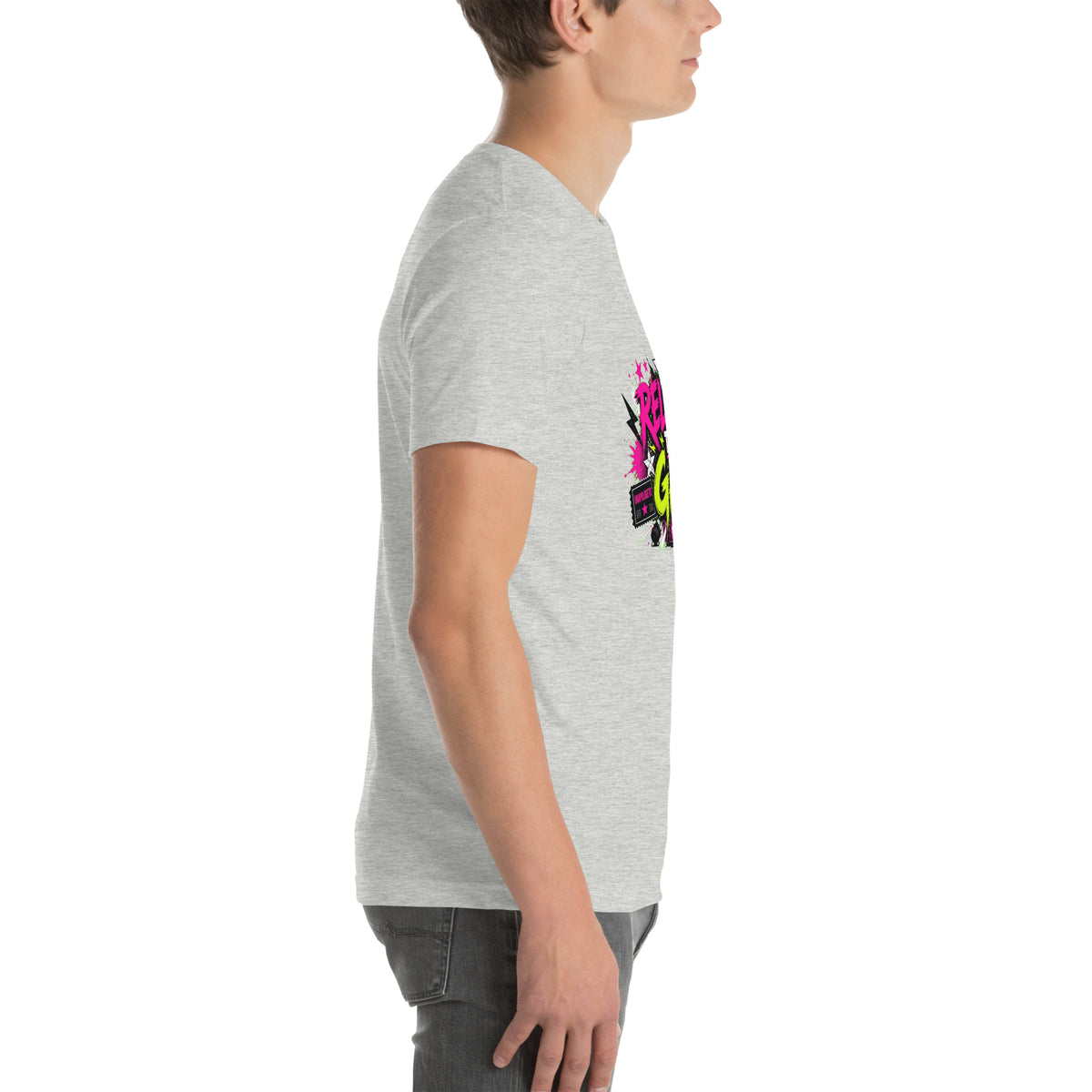 Release the Gays tee in Athletic Heather, right view