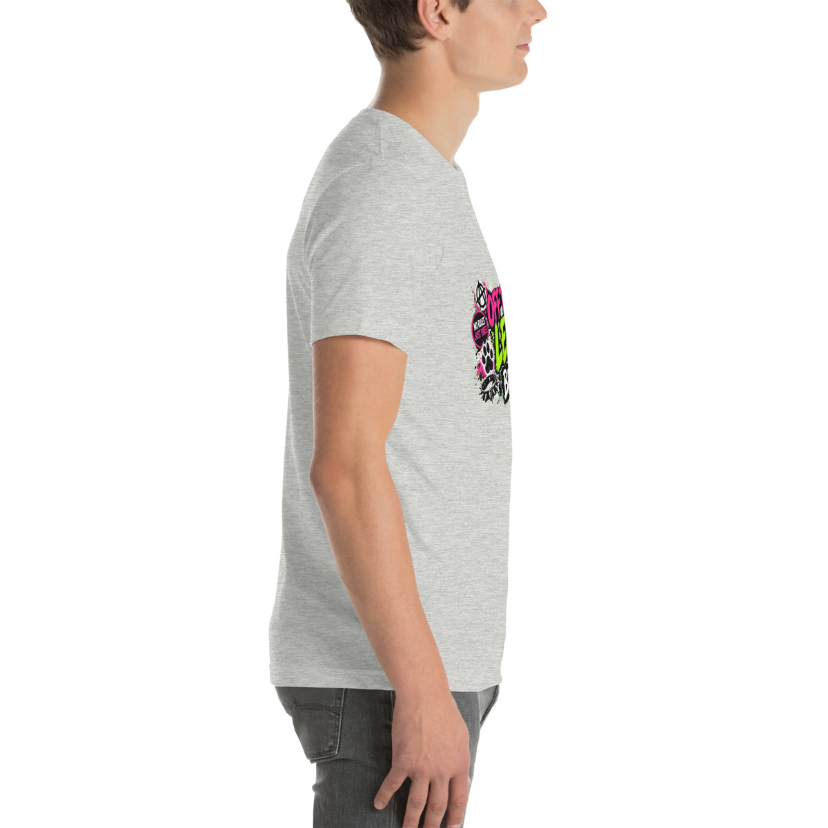Off The Leash tee in Athletic Heather, right view