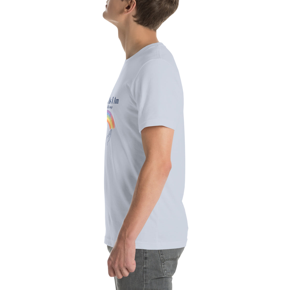 Loved As I Am tee in Light Blue, left view