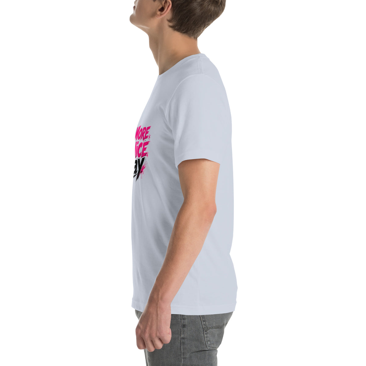 No More Mr Nice Gay tee in Light Blue, left view