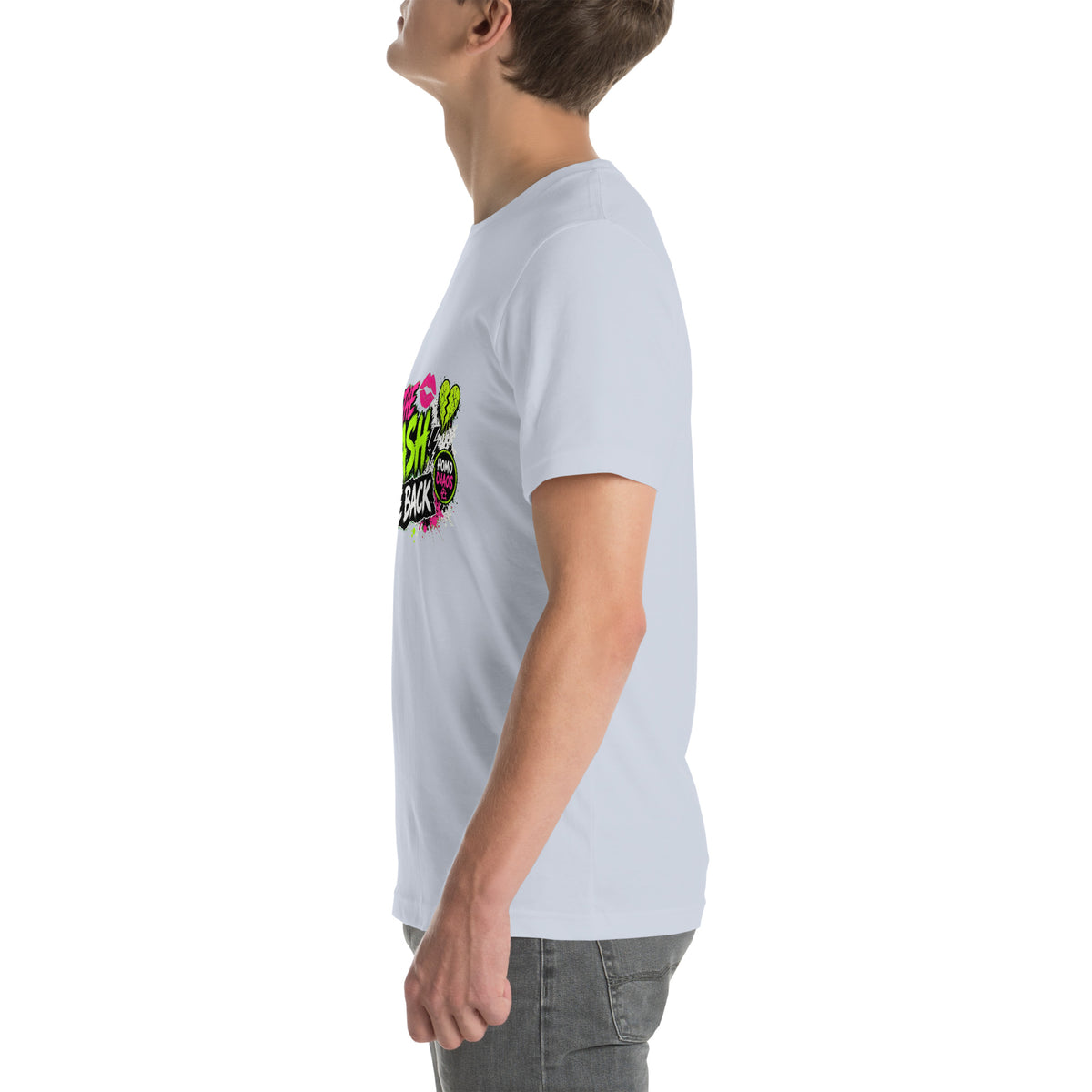Off The Leash tee in Light Blue, left view