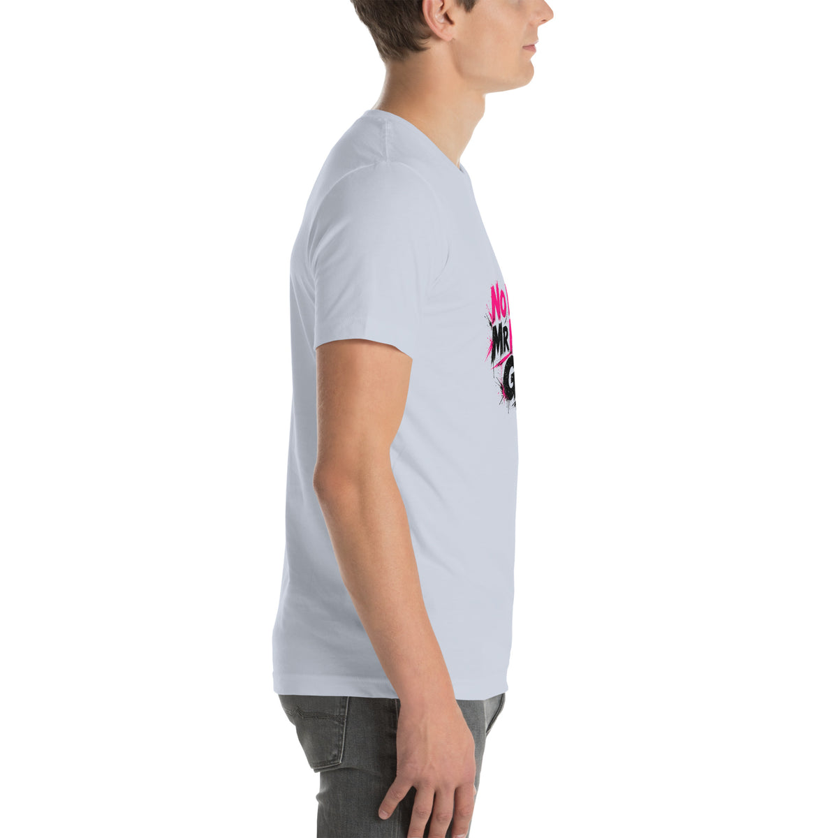 No More Mr Nice Gay tee in Light Blue, right view