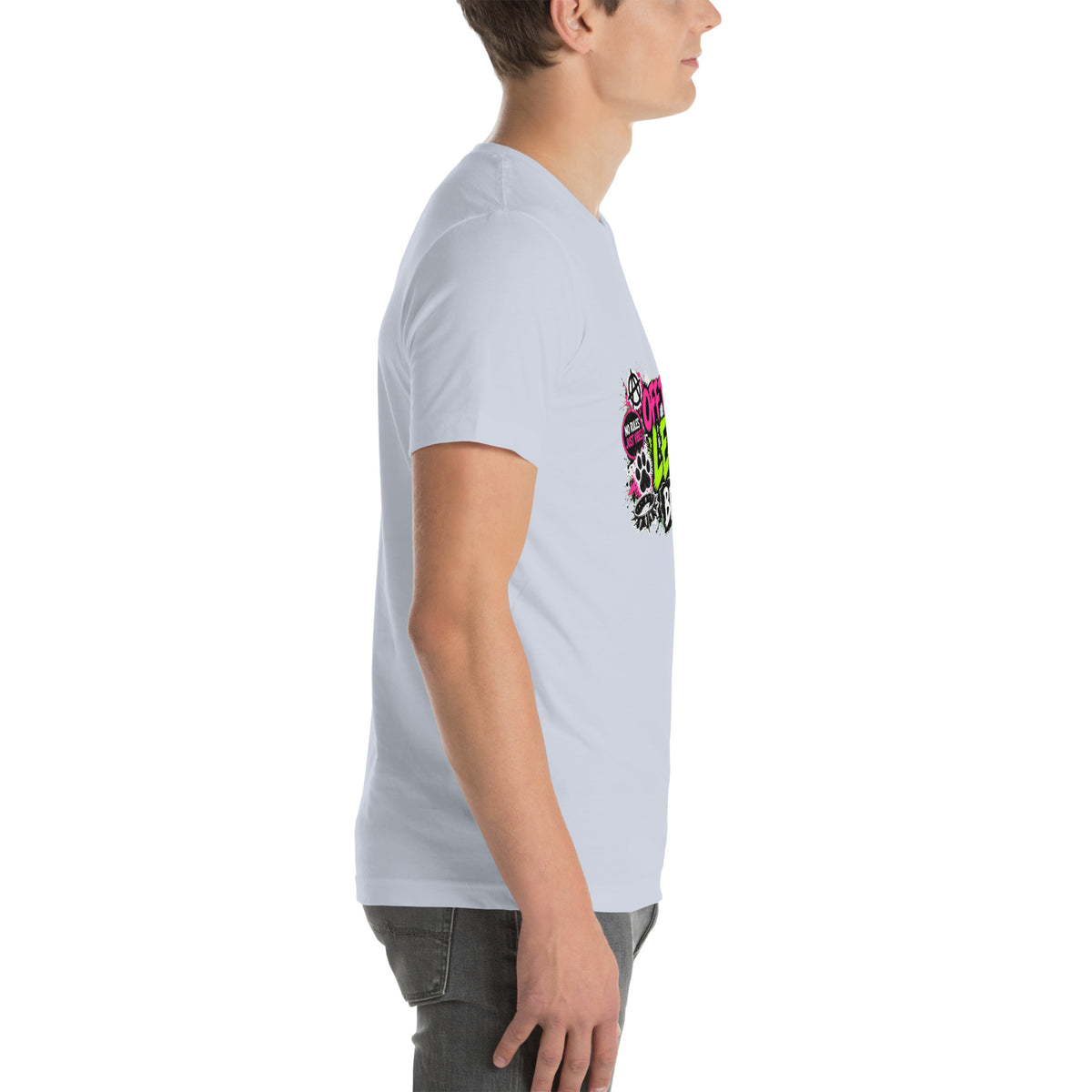 Off The Leash tee in Light Blue, right view