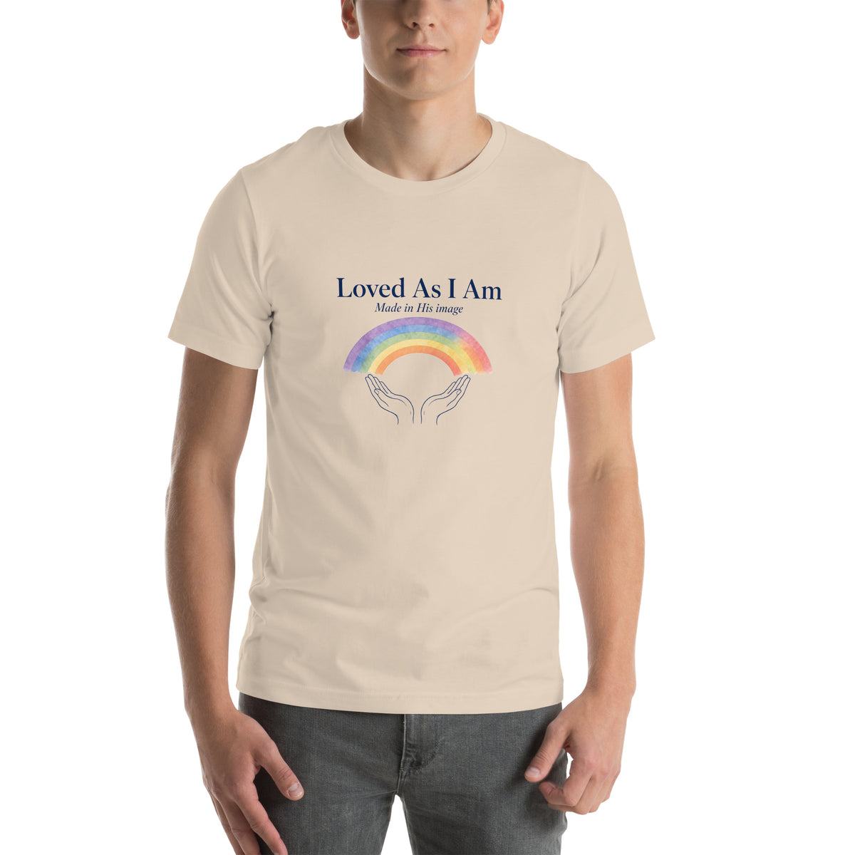 Loved As I Am tee in Soft Cream, front view