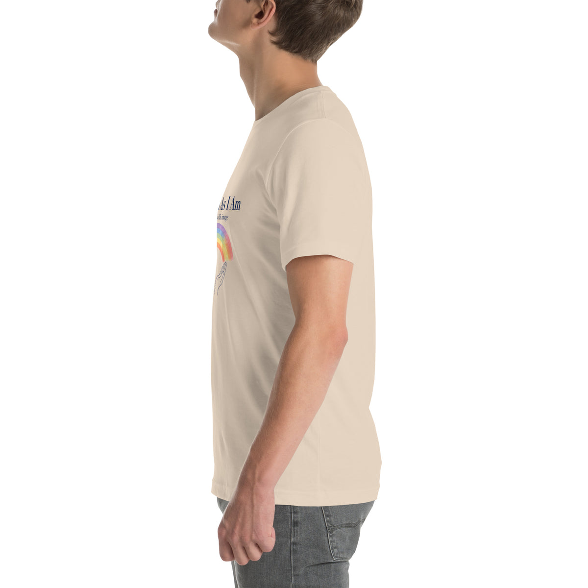 Loved As I Am tee in Soft Cream, left view