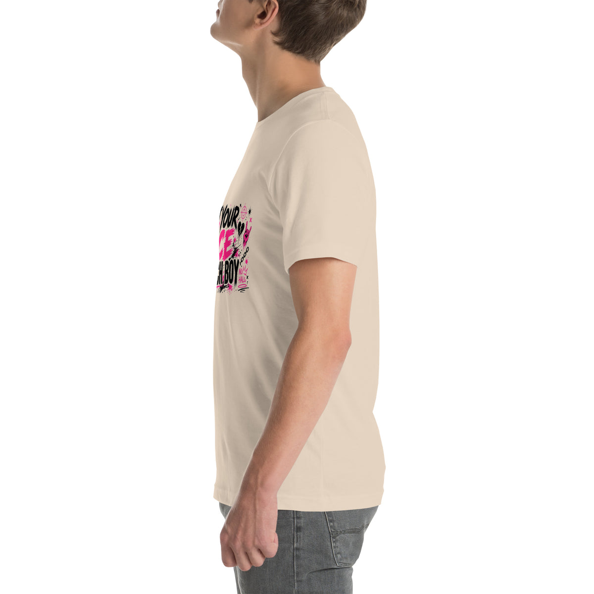 Not Your Nice Church Boy tee in Soft Cream, left view