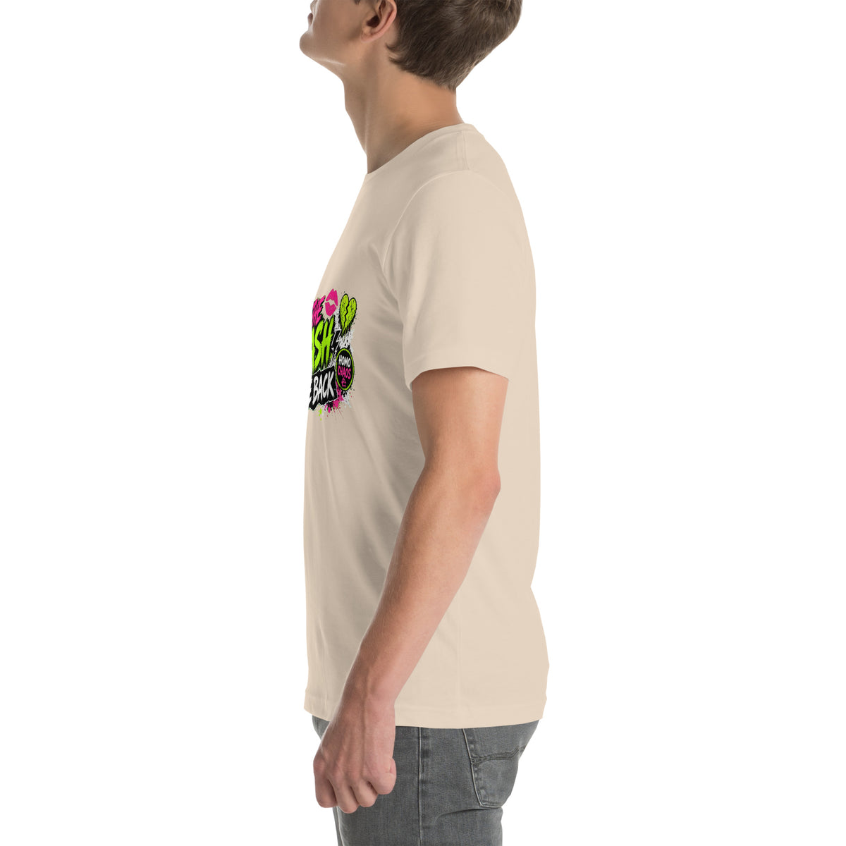 Off The Leash tee in Soft Cream, left view