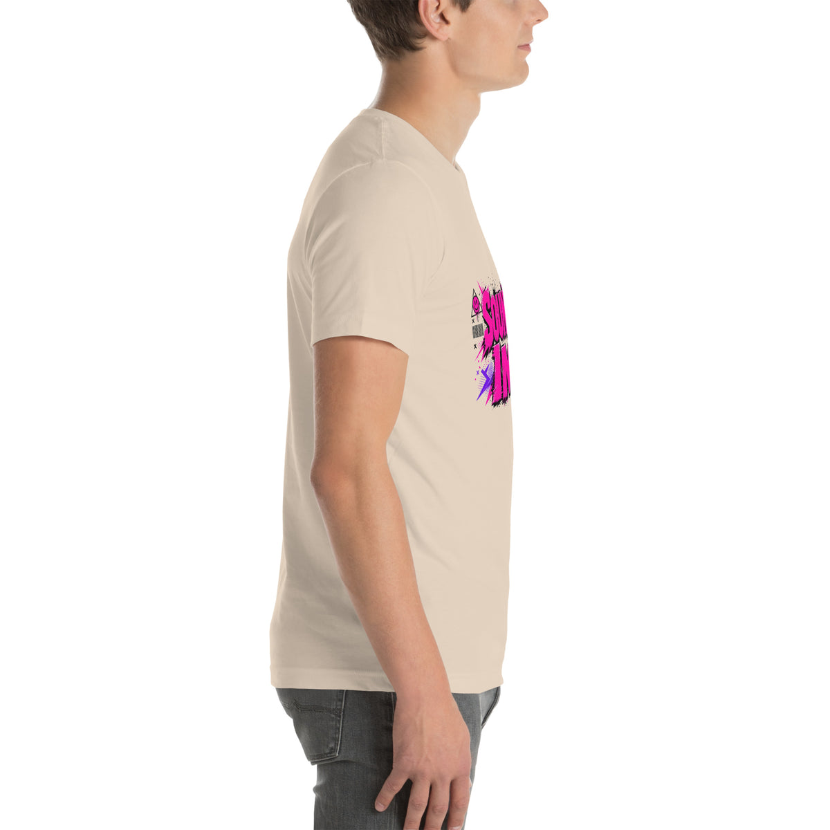 Sounds Gay I'm In tee in Soft Cream, right view