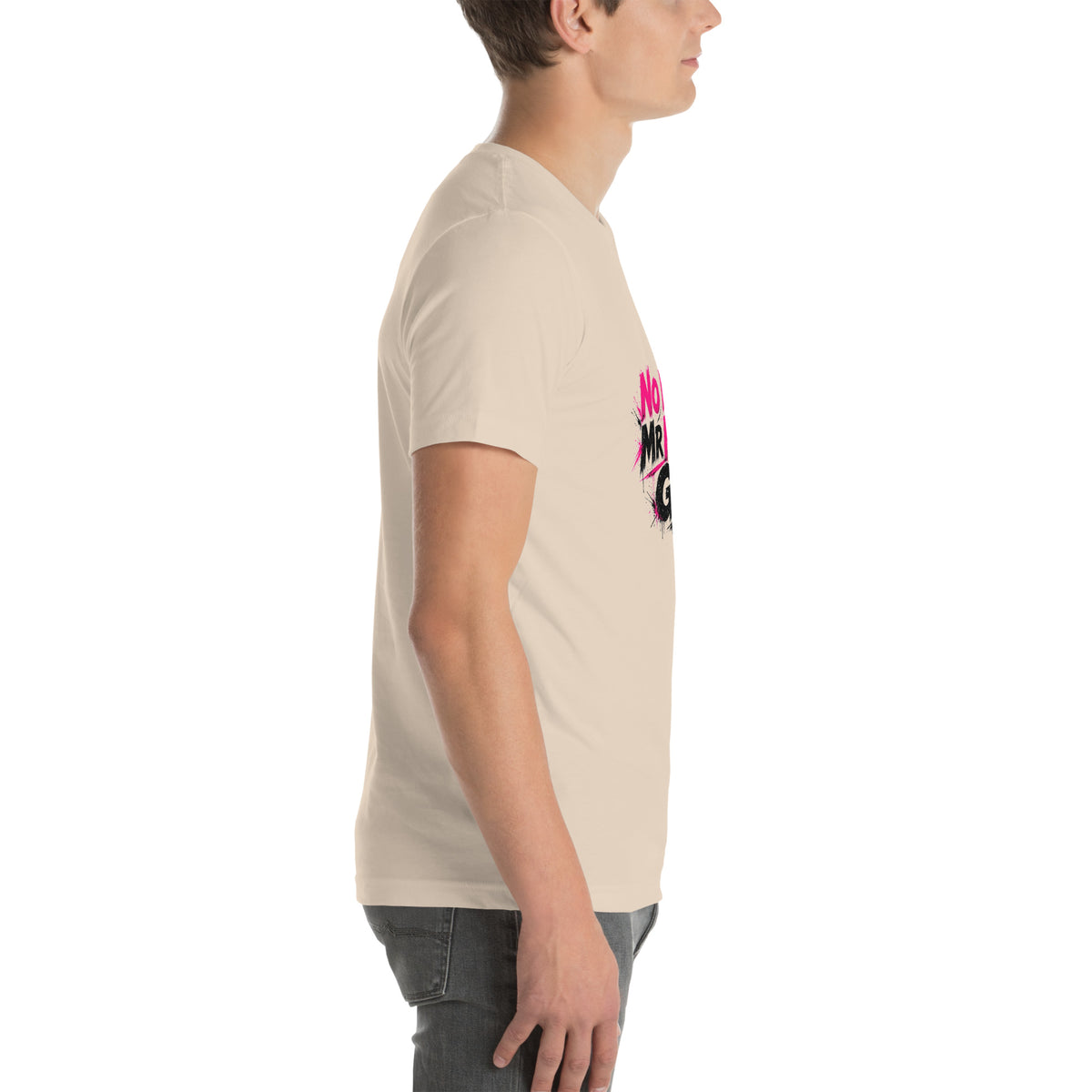 No More Mr Nice Gay tee in Soft Cream, right view