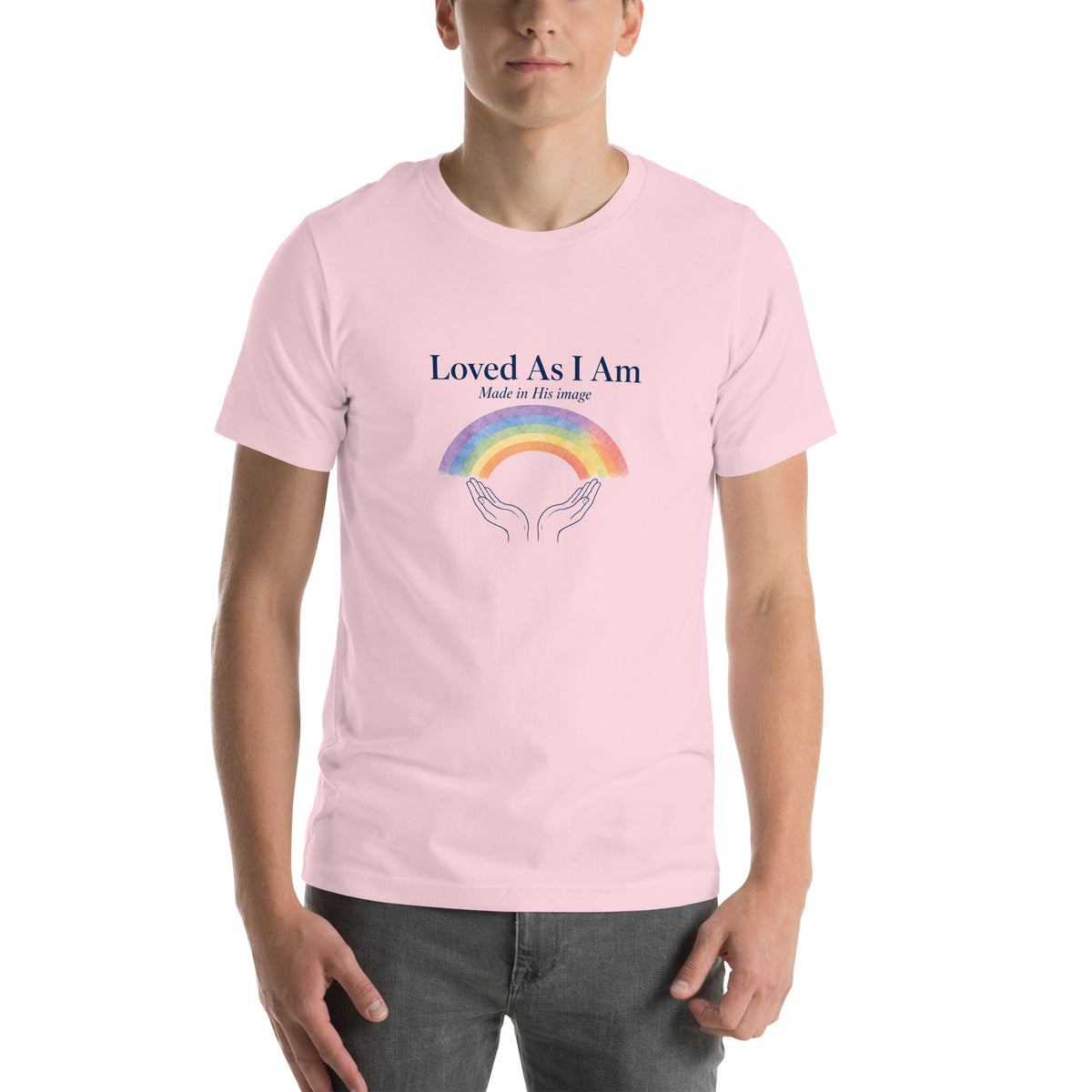 Loved As I Am tee in Soft Pink, front view