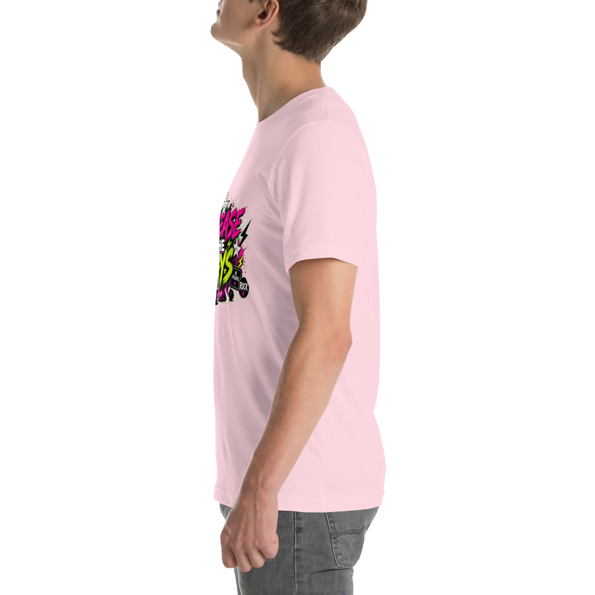 Release the Gays tee in Soft Pink, left view