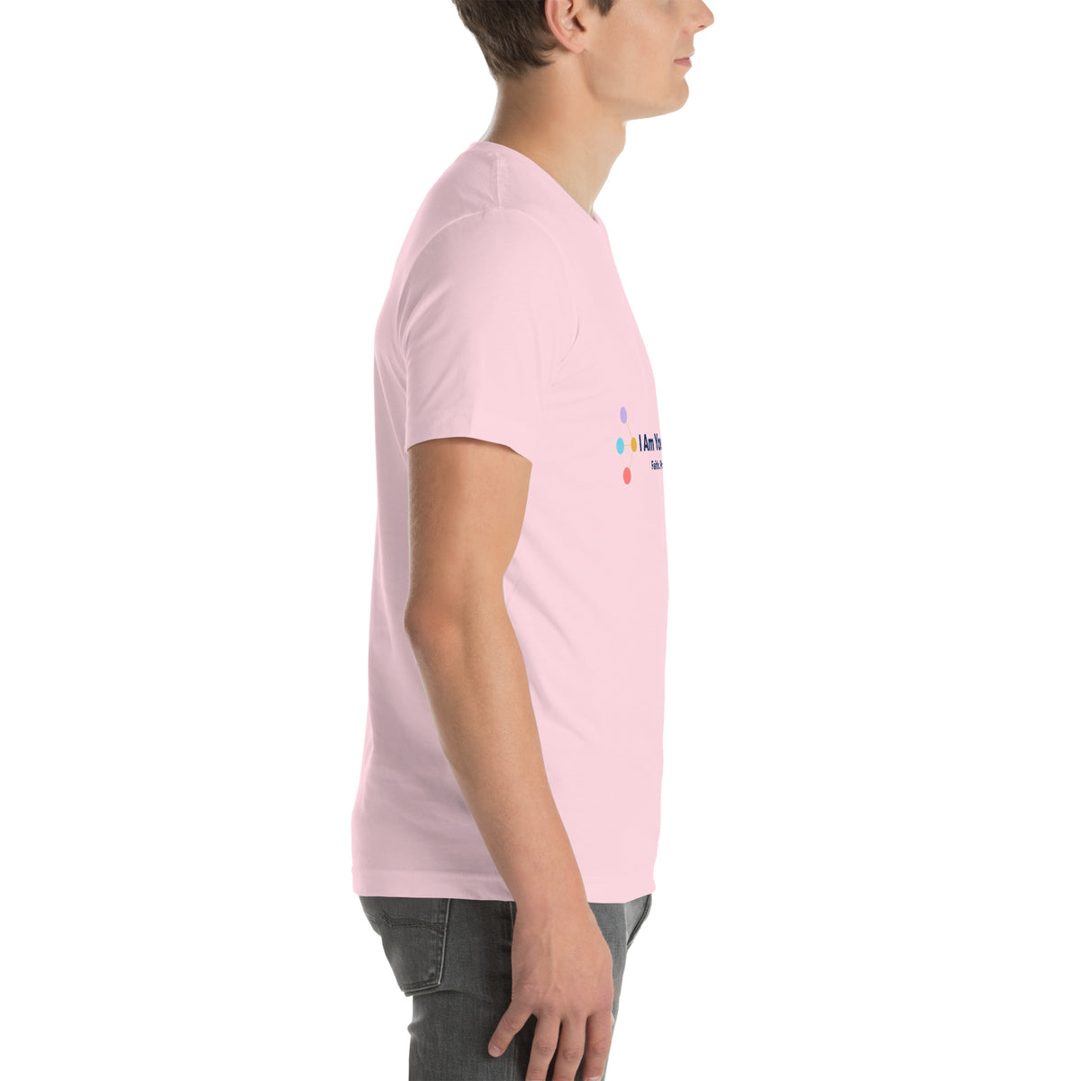 I Am Your Neighbor tee in Soft Pink, right view