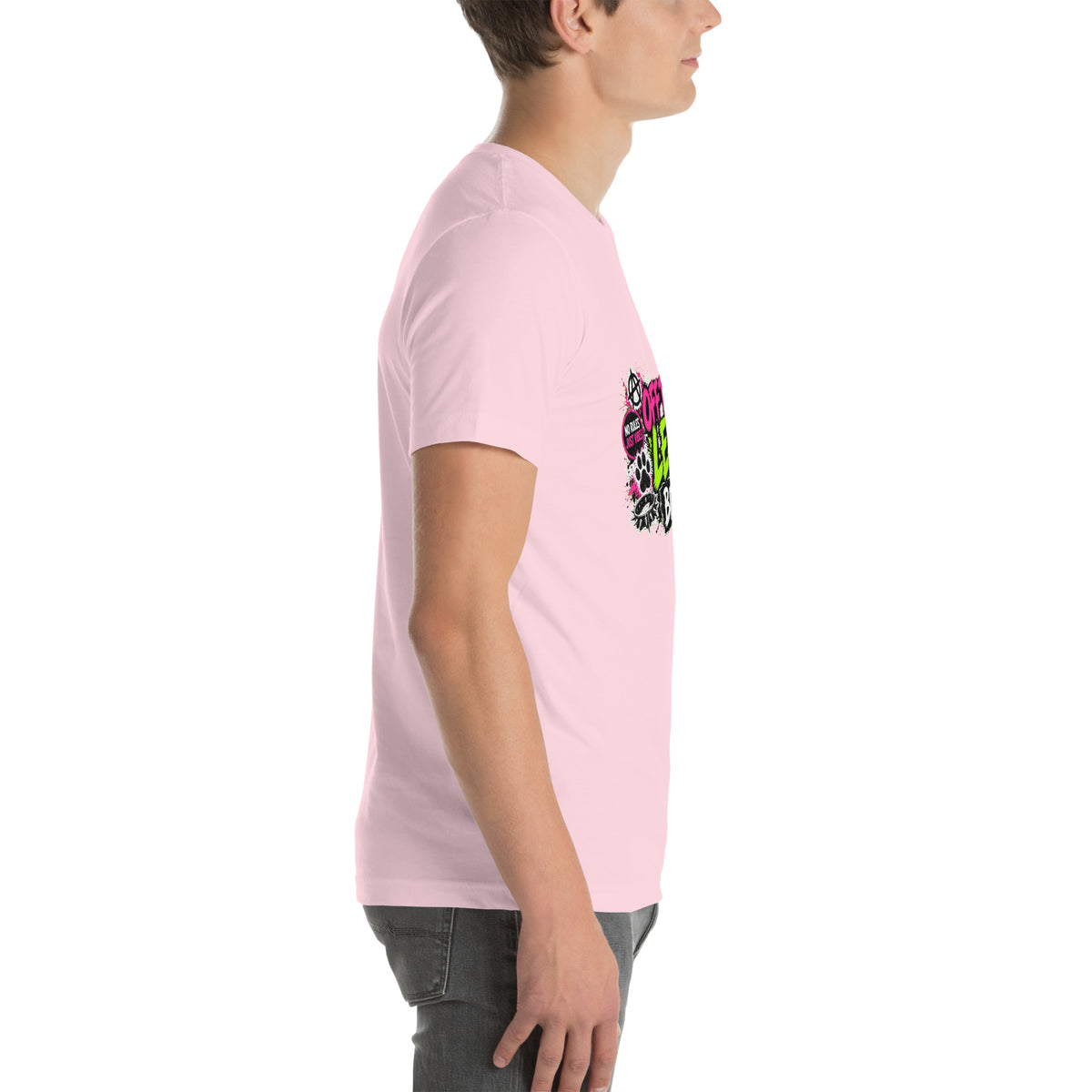 Off The Leash tee in Soft Pink, right view