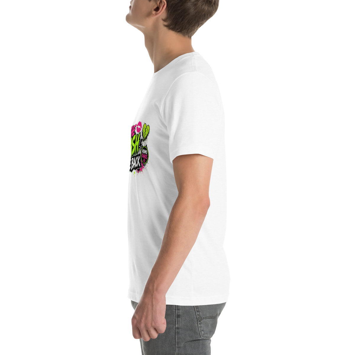 Off The Leash tee in Solid White Blend, left view
