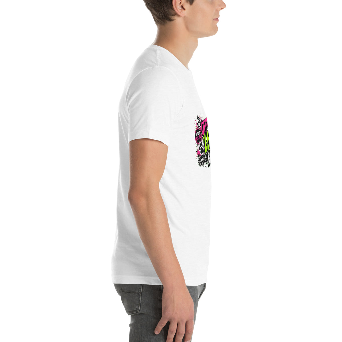 Off The Leash tee in Solid White Blend, right view